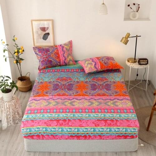 Bohemian Fitted Sheet Mattress Cover wish pillowcase Home Textile queen size bed linen bed Cover