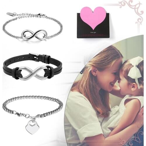 BONISKISS Infinity Love Bracelet Sets for Mother Stainless Steel Bracelets Mother Days Gifts With Cards Writing Best Gift