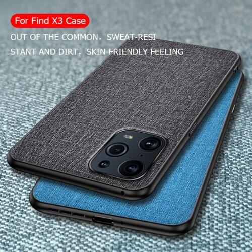Case For OPPO FIND X3 X2 Pro Simple Jeans Cloth Texture Cover For FInd X3 X2 Neo X3 Lite Plastic Material And TPU Edge Cases