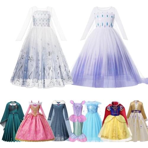 Childrens Cosplay Dresses for Girls Anna Elsa Aurora Pretty Clothes Princess Fancy Dresses Birthday Party Costume Girls Clothes