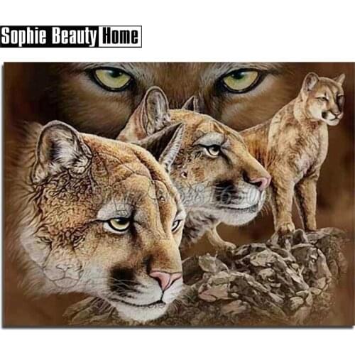 DIY 5D Diamond Mosaic Animals Lions Handmade Diamond Painting Cross Stitch Kits Rhinestones Diamond Embroidery Pattern 18A161