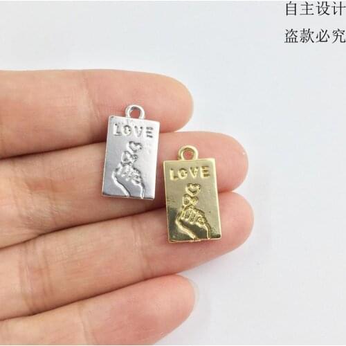 Eruifa 20pcs 10*16mm New Love print gold/Silver plated Zinc alloy Charms Pendant Jewelry DIY Necklace 2 colors