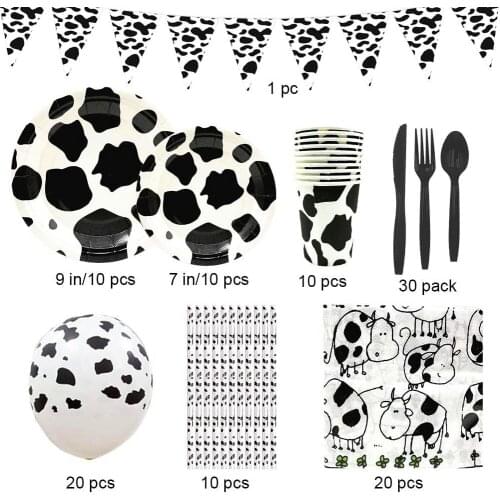 Farm Cow Theme Birthday Party Animal Party Cow Decoration Baby Shower Balloon Decoration Wedding Decoration Disposable Cup Plat