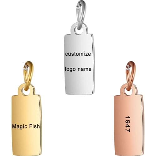 Customized Charms for Jewelry Making Gold Stainless Steel Cuboid Pendant Engrave Logo Letter Diy Earring Bracelet Necklace Lots