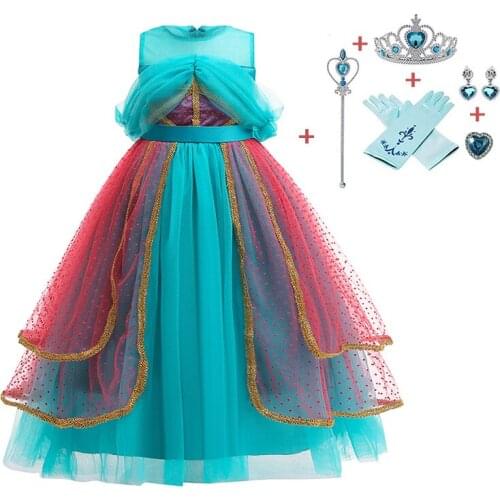 Halloween Costume 2021 Autumn New Fashion Sleeveless Mesh Little Girl Cosplay Princess Dress For Girls Performance Long Dresses