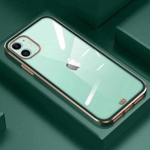 LOVECOM Square Electroplated Phone Case For iPhone 12 Mini 11 Pro Max XR XS Max 8 7 Plus X Soft Solid Color Clear Back Cover