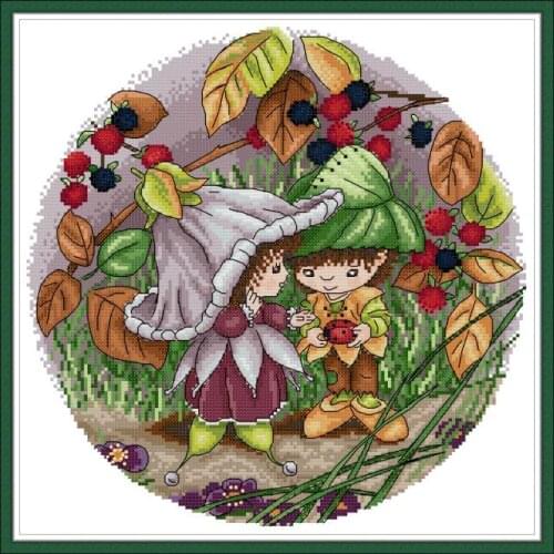 Flower Fairy 3 cross stitch kit aida 14ct 11ct count print canvas cross stitches needlework embroidery DIY handmade