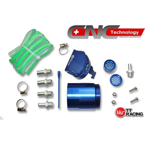 OT5BL -Internal Baffle DUAL Chamber Filter Aluminum Oil Catch Can Reservoir Tank - 0.5L Blue