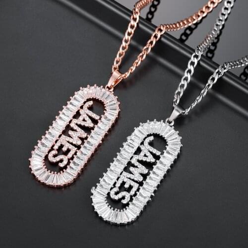 Custom Crystal Name Necklace Personalized Zircon Pendant Nameplate Ice Out Diamond Necklaces Fashion Jewelry For Women Gift