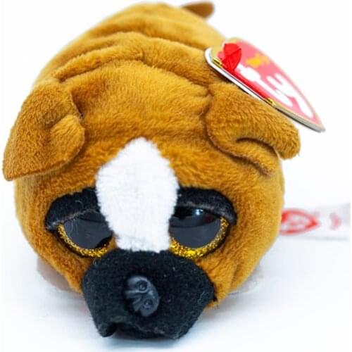 New 4 inch 10 cm Ty big eyes plush pea plush animal Brown Small Dog collection doll children boy girl birthday Christmas gift