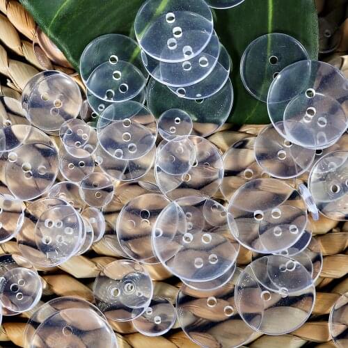 9-25mm Transparent Plastic Resin Round Sewing Two Holes Buttons DIY Sewing Garment Scrapbooking Clothes Accessories
