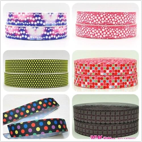 Q&N ribbon 7/8inch 22mm 2016 second new design-colorful dots on grosgrain ribbons 50yards/roll for headband bows