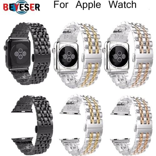 Luxury Watchband for Apple Watch 1/2/3/4/5 38mm 42mm band with Buckle Chain Style Bracelet With Adapters 44mm 40mm Wrist Strap