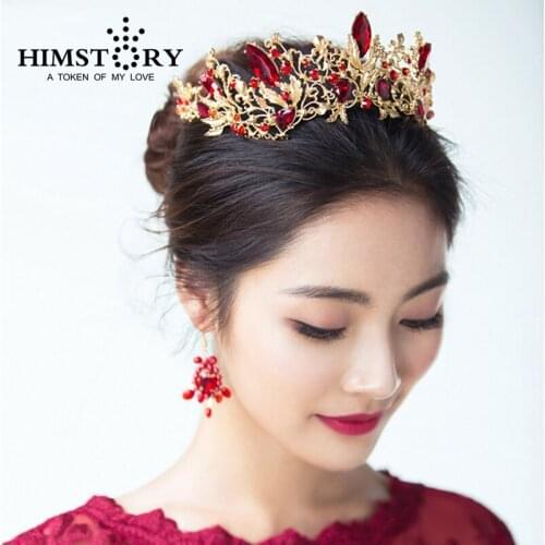 HIMSTORY Luxury Princess Queen Crown European Baroque Large Hair Crown Wedding Headdress Wedding Hair Accessory