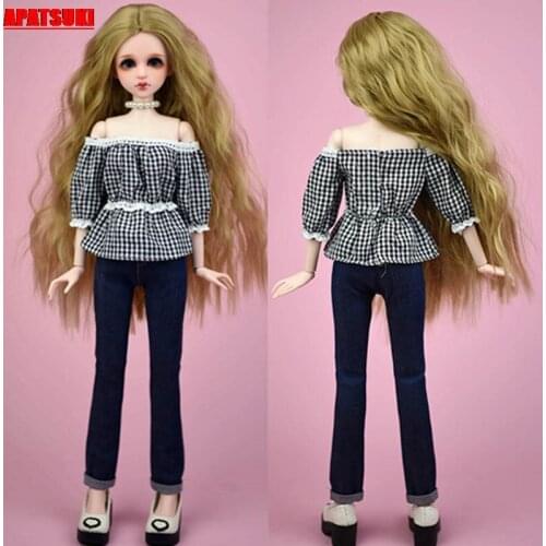 Short Sleeve Plaided Shirts Tops for 1/4 BJD Doll Clothes Casual Wear for 40-50cm XINYI Doll 1:4 Doll Accessories Kids Toy Girls