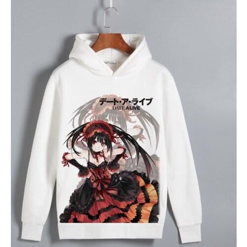 Anime DATE A LIVE Cosplay Yoshino Print Pullover hooded sweatshirts Yatogami Tohka Unisex Fleece Hoodie for Autumn