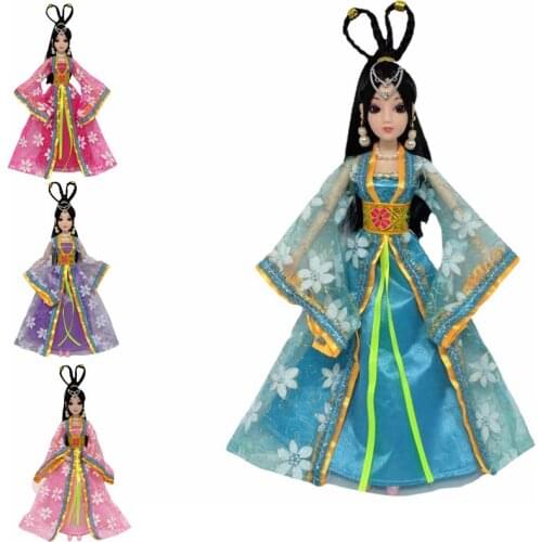 Cosplay 11.5" Chinese Traditional Princess Outfits For Barbie Dress 1/6 BJD Clothes Ancient Fairy Gown Kid Playhouse Accessories