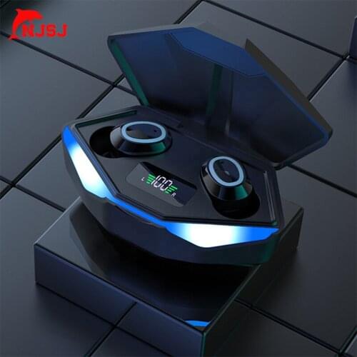 NJSJ TWS Bluetooth Earphone Wireless Headphone Stereo Headset Sport Earbuds Microphone with Charging Box for Smartphones