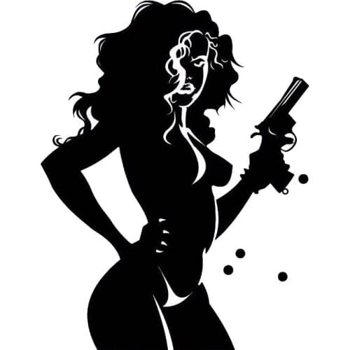 Funny Fashion Car Stickers Sexy Woman with Guns Decals Car Window Motorcycle Decoration Vinyl KK PVC 17.9cm X 13.8cm