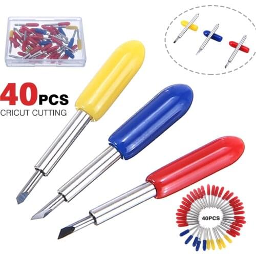 40pcs Cemented Carbide Roland Blade 30/45/60 Degree Cricut Blade Cutting Plotter Vinyl Cutter 2.0mm Shank Durable