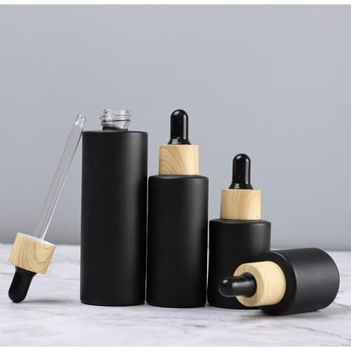 5-100ml Dropper Bottle Tubes Frosted Black Glass Aromatherapy Refillable Bottle For Essential Massage Oil Pipette Container