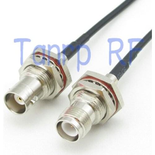6in RP-TNC female to BNC female with nut bulkhead RF connector adapter 15CM Pigtail coaxial jumper cable RG174 extension cord