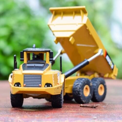 7611 Simulation Alloy Engineering Vehicle Model Excavator Self-Dumping Truck Set Multi-Joint Movable Glide Toy