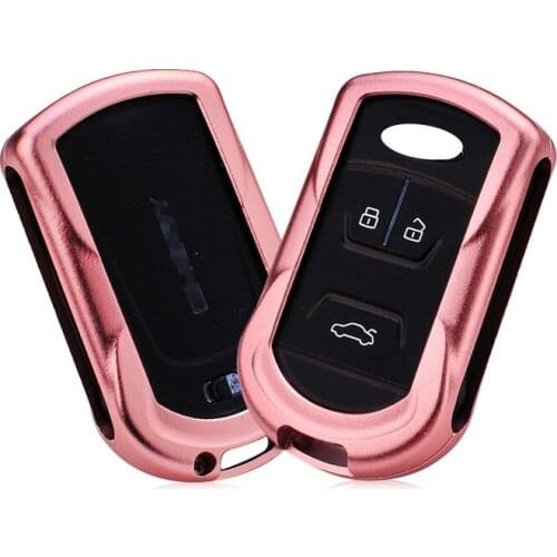 Aluminum Alloy 2017 Auto Key Cover Case Holder Car Remote Key Case Shell Cover For Chery Tiggo 3 / 5 Arrizo 7