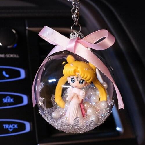 Shining Crystal Ball Ornament Moon Princess Pendant for Girls Gift Birthday Present Car Inside Decor DEC480