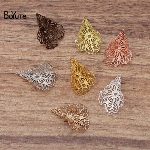 BoYuTe 50 Pcs 23*28MM 7 Colors Wholesale Flower Charms Filigree Brass Material DIY Jewelry Vintage Style Pendant Charms