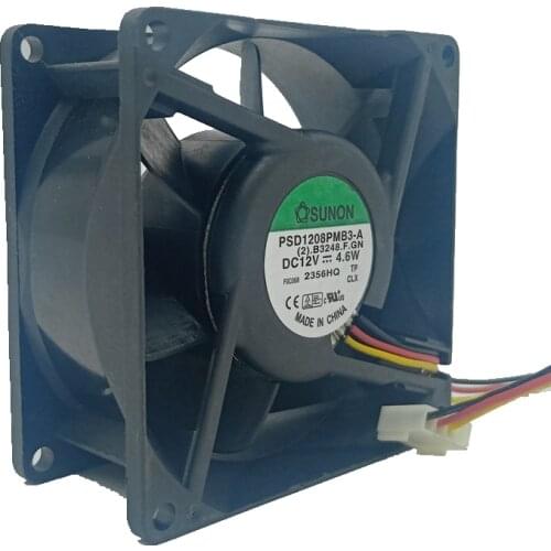 PSD1208PMB3-A For SUNON 8038 12V 3-Wire Server Case Cooling Fan 4600RPM 82.5CFM