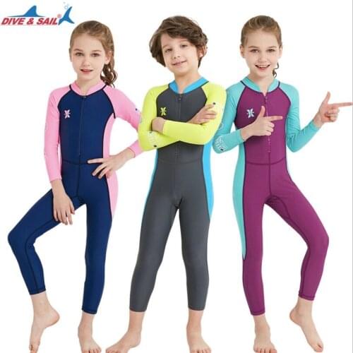 2018 Lycra Wetsuit For Kids Boys Girls Diving Suit Full Swimsuit Long Sleeve Swimwear Wetsuits For Children Rashguard