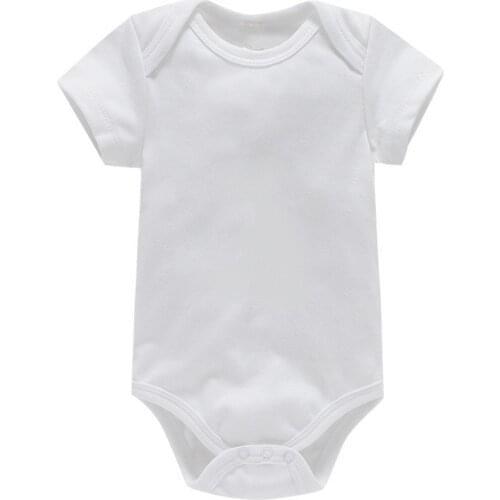 Baby Plain Romper Newborn Clothes 0-1 Year Old Solid Color One-Piece Suit For Men And Women Short Climbing Summer