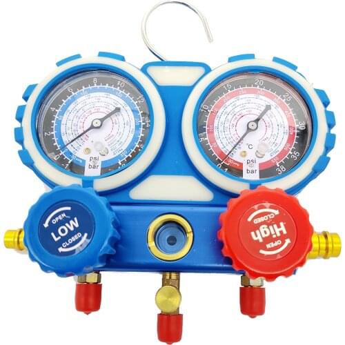 For R134 R22 R404A R407C Refrigeration Kit Car Diagnostic A/C Manifold Gauge Kit HVAC Air Conditioning Charging Set 5ft Hose