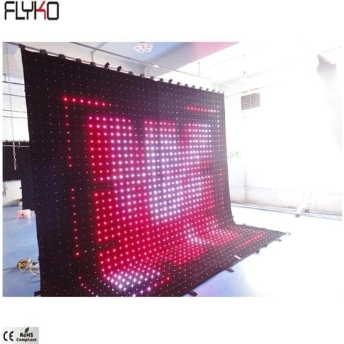 Flyko High Quality Folding Led Display P100mm 4x4m flexible led video curtain amazing visual effect