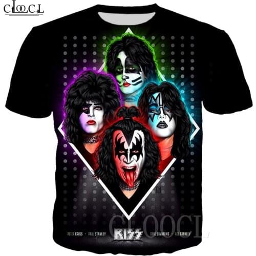 KISS Rock Black T-Shirt 3D Print New KISS Band Women Men T Shirt Summer Popular Tees Tops Pullovers Hip Hop Streetwear Tshirts