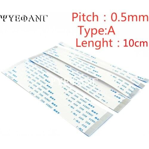 5PCS Flat flexible cable FFC FPC LCD cable AWM 20624 80C 60V VW-1 FFC 0.5MM 10cm Length 4/6/8/10/12/14/16/18/20/24/26/30-60 Pin