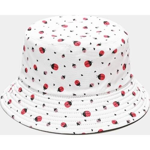 LDSLYJR Cotton Cartoon Bug Print Bucket Hat Fisherman Hat Outdoor Travel Hat Sun Cap Hats for Men and Women 347