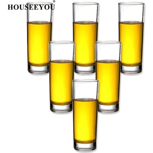 HOUSEEYOU 6Pcs/set Thicken Bottom Straight Water Cup Glass Beer Steins Juicer Mug Drinking Bottle Party Bar Restaurant Tool