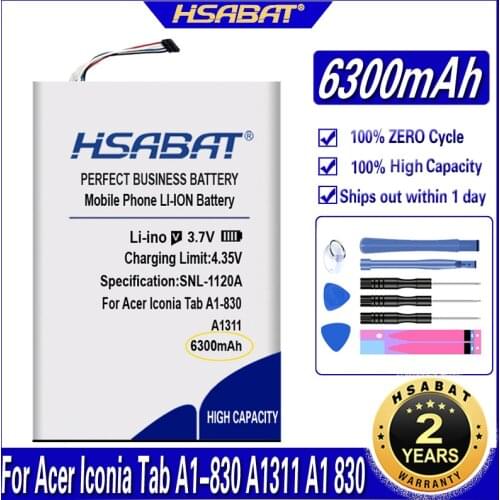 HSABAT A1311 6300mAh High Capacity Battery for Acer Iconia Tab A1-830 A1311 A1 830 A1830 Tablets PC