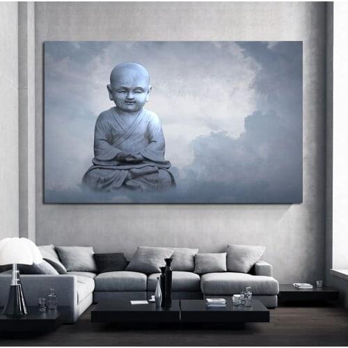 Zen Buddha Head Statue Poster Motivational Quostes Canvas Print Minimalist Wall Art Pictures Painting Buddhism Modern Home Decor