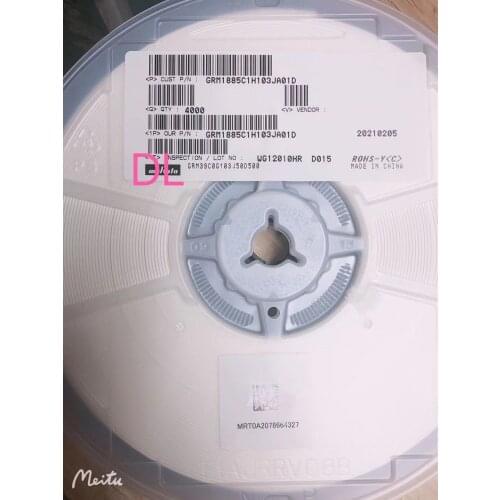 100PCS/LOT SMD ceramic capacitor 0603 10NF 50V 103J X7R 5% MLCC GRM188R71H103JA01D