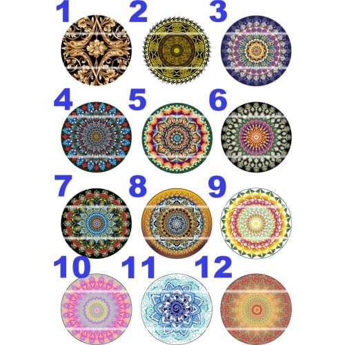 Handmade 10mm~25mm Colorful picture Retro Round Glass Cabochons for Necklace Decoration and Phone Chain Accessaries 60 /pcs-43