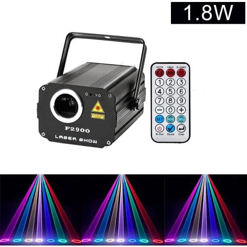 Stage Laser Light 1.8w 3d Animation scanning Remote RGB colorful club party projector holiday lighting