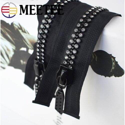 Meetee 10# 60/70/80CM Single Double Slider Resin Zipper Open-end Diamond Shiny Bags Clothing Decor Sew Crafts Accessorie AP641