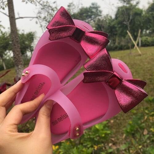 Mini Melissa Princess Bow Girls Sandals Girl Jelly Shoes Beach Sandals 2020 Baby Shoes Melissa Sandals Kids Shoes Summer
