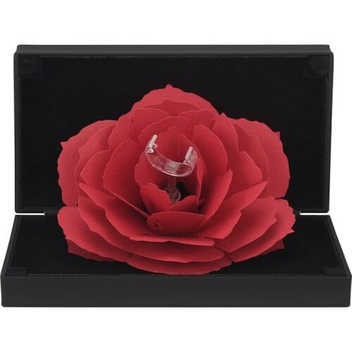 Fashion The Black Box With Red Roses Is Used To Confess The Best Ring Gift Package For The Lover On The Wedding Anniversary