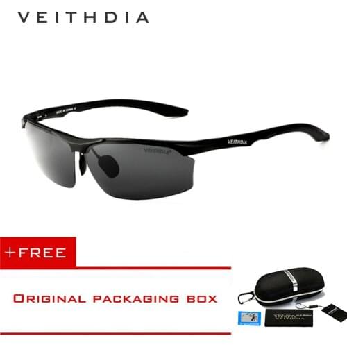 VEITHDIA Semi-rimless Aluminum Magnesium Brand Polarizerd Sunglasses Men Sun Glass Driving Glasses Mirror Eyewear for Men shades