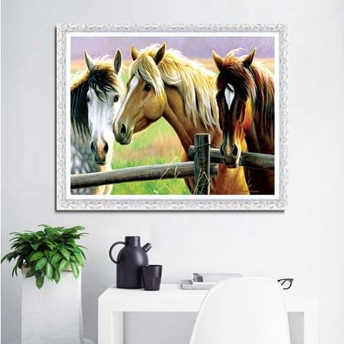 Creative 5D DIY Full Drill Diamond Painting Grassland Horses Cross Stitch Embroidery Set House Office Decorative SupplieS