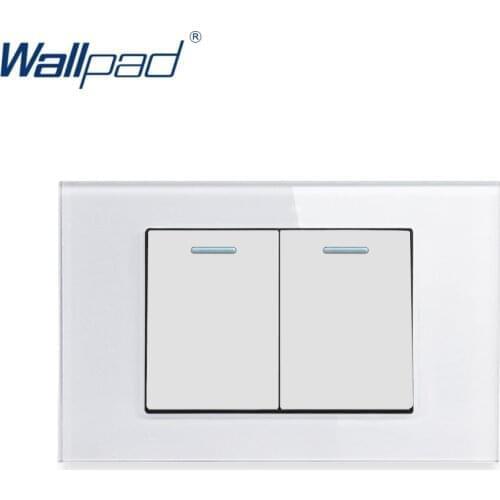 2 Gang 3 Way Intermediate Wall light Switch Wallpad Luxury Tempered Glass Panel Rocker Button 118*75mm 16A AC 110-250V